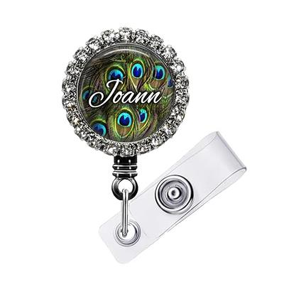 Personalized Green Peacock Feathers Badge Reel Id Holder Extends 32 inches  - You Choose Custom Fonts, Design Size and Decorative Frame - Nurse, Doctor  Gift - Yahoo Shopping