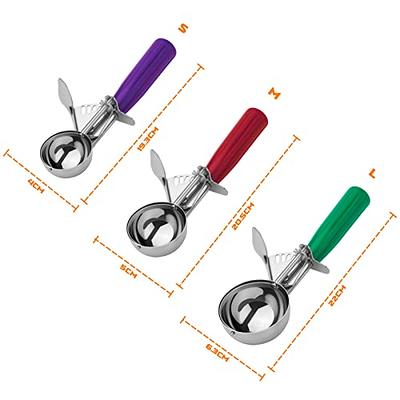 3 Size Ice Cream Scoop Trigger Metal Cookie Spoon Melon Baller