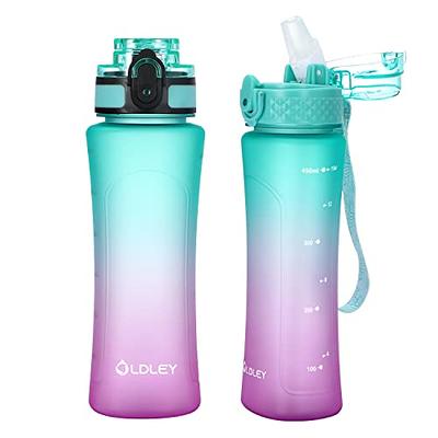 Oldley Kids Water Bottle 12 oz BPA Free Reusable With Straw/Chug 2 Lids,  Leak-Proof for Toddler Boys Girls Gift 