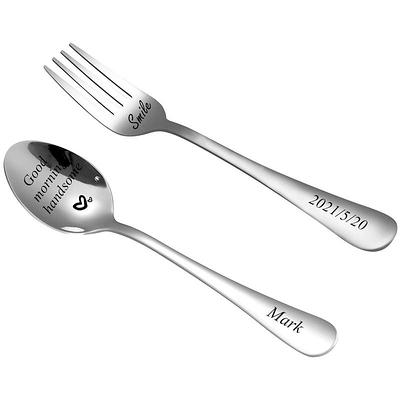 VANRA 2 Pieces Children Fork Spoon Set with Travel Case for Lunch Box, 18/8 Stainless Steel Kids Silverware Flatware Set Kids Utensil Set for School