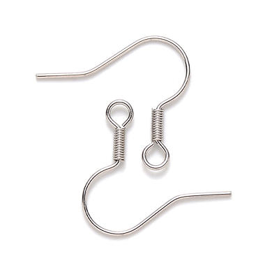 304 Stainless Steel 17mm Flat Ear Wire Earring Hooks Jewelry