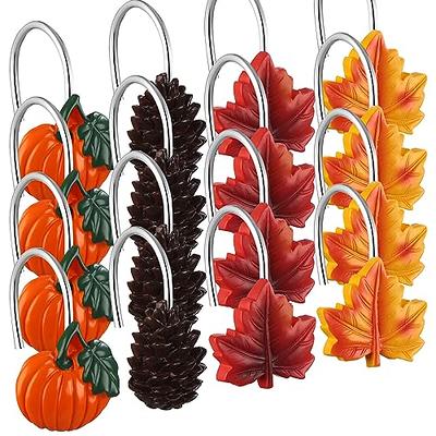 16 Pcs Thanksgiving Shower Curtain Hooks Maple Leaf Decorative