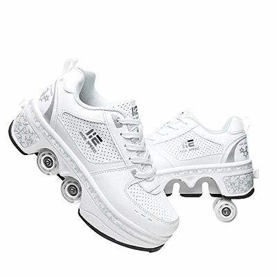 TAILORIA Four-Wheel Recyclable Skate Shoes 2-in-1 Roller Skate Shoes Unisex  Roller Shoes Ladies Kick-Roller Shoes Wheel Shoes Outdoor Skates Adult