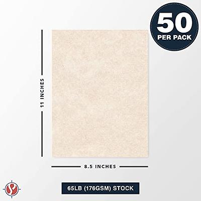 Camel Parchment Cardstock – Great for Certificates, Menus and Wedding  Invitations | Medium Weight 65lb Cover (176gsm) | 8.5 x 11” | 50 Sheets per  Pack