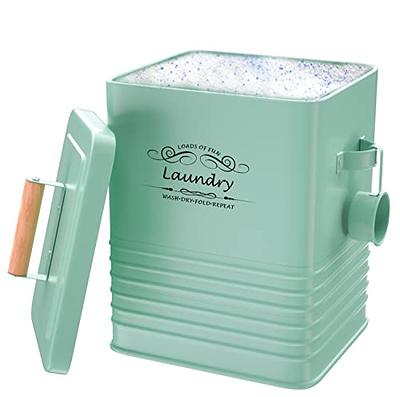 Mint Green Laundry Powder Container with Scoop - Farmhouse Powder Storage  Metal Organizer