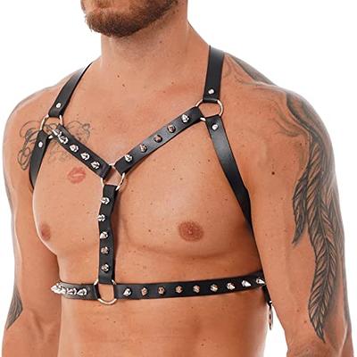 BODIY Men's Leather Suspenders Shoulder Strap Adjustable Body Belt