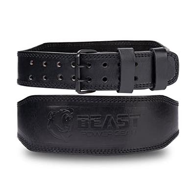  FISTRAGE Lever Buckle Weight Lifting Leather Black Belt Gym  Back Support for Men & Women Training Fitness Exercise for Tough Workouts, Power Lifters