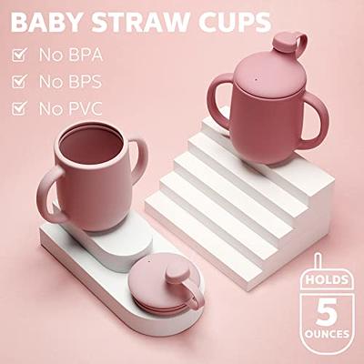 2pcs Silicone Sippy Cups Baby Sippy Cups with Straw Silicone Toddler Cups