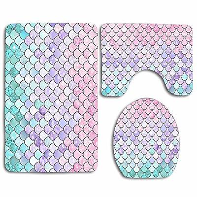 Huayuanhurug Blue Pink Rainbow Pastel Mermaid Scales Bathroom Rugs Set 3  Piece, Soft Non-Slip Bath Mat U-Shaped & Round Toilet Floor Rug Mats for  Tub Shower Rugs - Yahoo Shopping