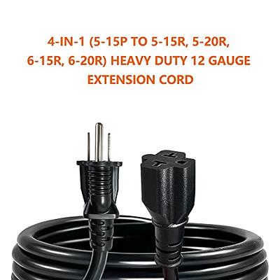 15 ft Extension Cord, 5 15P to 5 15R, Heavy Duty
