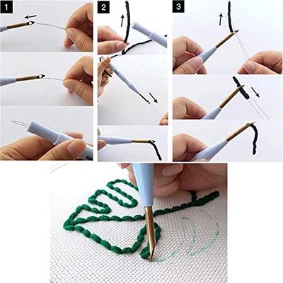 2pcs Punch Needle Set For Stitching And Embroidery, Includes Needle,  Threader, And Handle, Ideal For Diy Crafts And Beginners