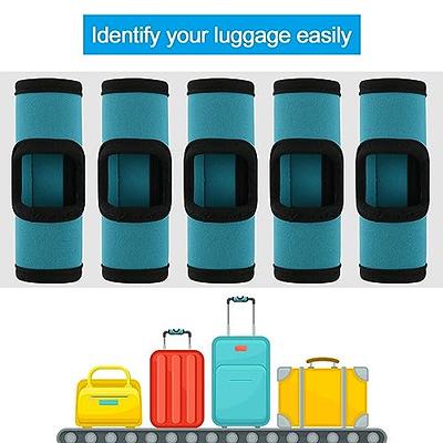 5 Pcs Neoprene Luggage Handle Wrap Handle Grip Luggage Tags Identifier Hollow Design for Push-button, Bright Luggage Markers for Airport Travel