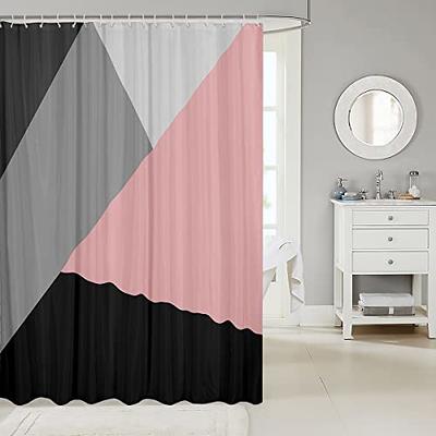 Sage Green Geometric Pattern Black Grey Shower Curtain Bathroom Accessories  Set