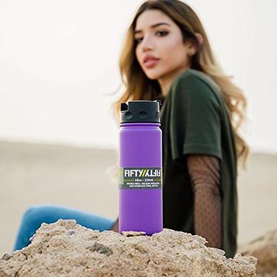 Tasty 16 oz Blue Ombre Plastic Water Bottle with Wide Mouth and Flip-Top Lid