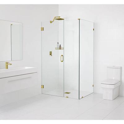 Lavish 33-1/2 in. L x 59 in. W x 87 in. H Center Drain Alcove Shower Stall  Kit in White and Chrome with Easy Fit Drain