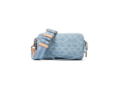 COACH Washed Denim Signature Kira Crossbody (Pale Blue) Handbags - Yahoo  Shopping
