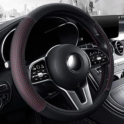 Leather Steering Wheel Cover, Anti-Slip Breathable Car Steering Wheel  Covers, Universal 15 inch Car Interior Accessories for Men Women Black  (Black