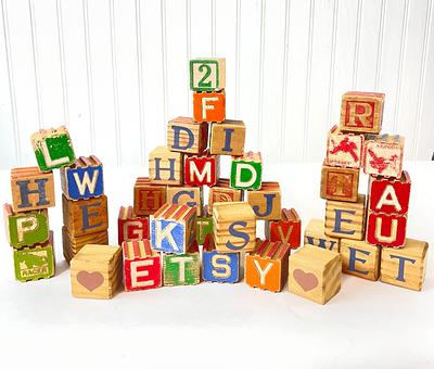 Vintage Wood Blocks, Abc Toy Colored Etsy, Letters, Block Letter