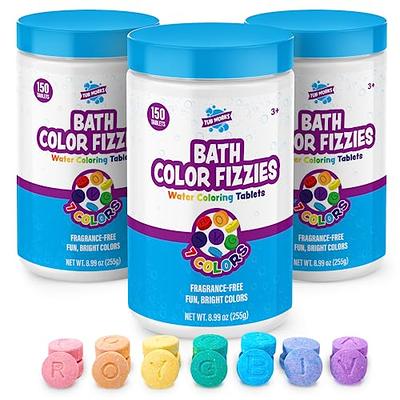 Tub Works® Fizzy Bath Color Tablets for Kids, 150 Count, 3 Pack, Nontoxic  & Fragrance-Free, Color Bath Drops Create Fun Bath Colors, Water Tablets  in 7 Colors for Variety