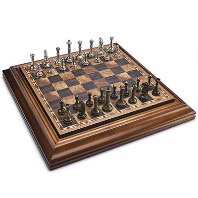 VAMSLOVE Chess and Checkers Board Game Sets for Adults Wooden Deluxe 15  inch Wood Board Box with Storage, Classic 2 in 1 Large Size with Chess  Pieces