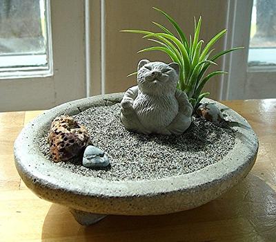 Zen Garden Stone Bowl Terrarium with Bonsai Cat Buddha Sculpture and Air  Plant/Cat Lover Gift - Yahoo Shopping