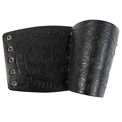 HiiFeuer Medieval Embossed Arm Bracers, Retro Faux Leather Knight