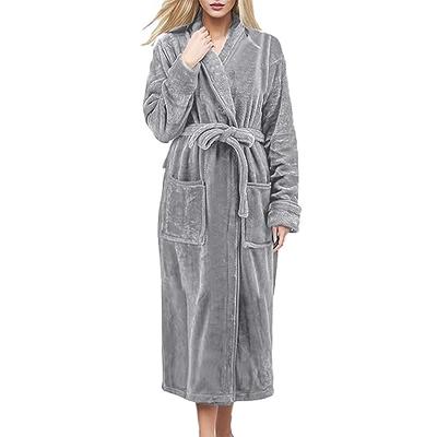 Women Long Robes Soft Fleece Winter Warm Housecoats Womens Bathrobe  Sleepwear PajamasPink 1Large