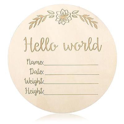 Baby Announcement Hello World Hopsital Baby Milestone Cards Lasercut Timber  Wooden Milestones Baby Shower Gift Newborn Name Plaque 