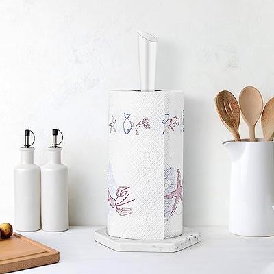 Welisya Marble Paper Towel Holder White Countertop,Standing