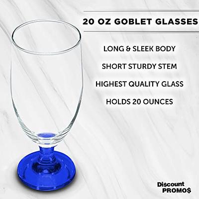 DISCOUNT PROMOS Large Water Goblet Glasses by Toscana, 20 Oz Set of 10,  Large Iced Tea Stemmed Footed Glass Glassware, Clear