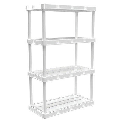 2-Pack White 4-Tier Plastic Garage Storage Shelving Unit (24 in. W x 48 in.  H x 12 in. D)