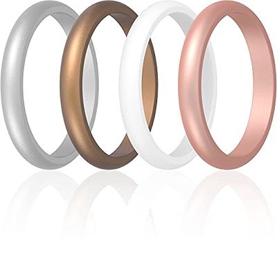 Thin Stackable Women Silicone Rings Band 3mm Wedding Band