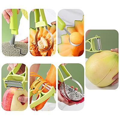 3-in-1 Stainless Steel Melon Baller Scoop Set - Includes Peeler, Slicer,  and Seed Remover - Perfect for Ice Cream, Watermelon, and More!