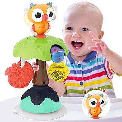 HINZER 3-in-1 High Chair Toys with Suction Cup Spinner Toy for Baby Toys 6 to 12-18 Months Infant Bath Toys for Toddlers 1-3 Spinning Suction Tray