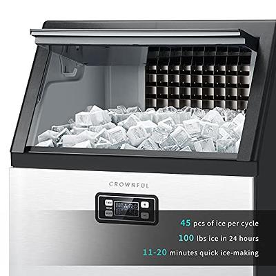 EUHOMY Commercial Ice Maker Machine, 100lbs/24H Stainless Steel Under  Counter ice Machine with 33lbs Ice Storage Capacity, Freestanding Ice Maker.