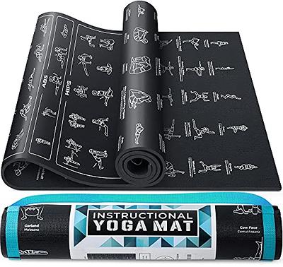 Instructional Yoga Mat with Poses Printed On It & Carrying Strap - 75  Illustrated Yoga Poses 