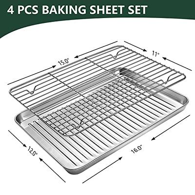 Baking Sheet with Rack (2 Baking Pans + 2 Cooling Racks), Zacfton Stainless  Steel Cookie Sheets Baking Pan with Cooling Rack - 16 x 12 x 1 Inch,  Dishwasher Safe & Non Stick - Yahoo Shopping