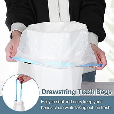 Trash Bags 4 Gallons Drawstring Garbage Bags 60 Count for 2-4 Gallons Trash Cans Office Living Room Kitchen and Bathroom - Thickened, Stretchy