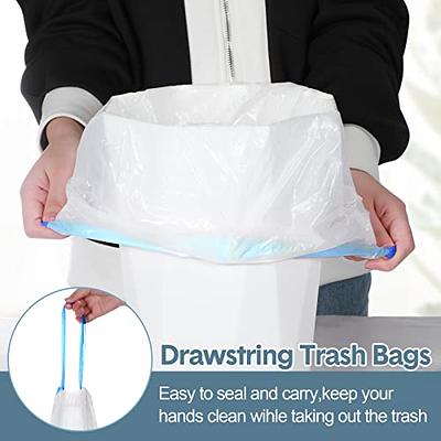 T.FORING 6 Gallon Trash Bags Drawstring - 120 Count Thick Medium Garbage  Bags for 22.5 Liter Trash Can Liners, Storong Plastic Waste Basket Bags for