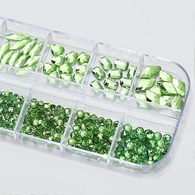 1101Pcs Lucky Green Nail Rhinestones for Nail Art Nail Charms