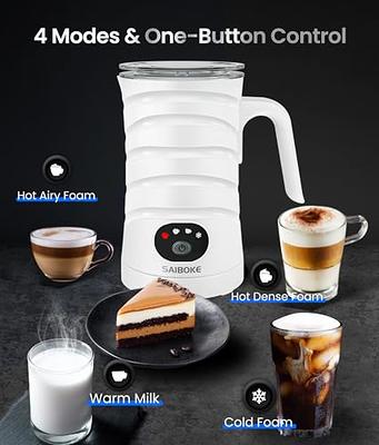 Milk Frother, 4 in 1 Electric Milk Steamer, Automatic Hot and Cold Foam  Maker, Auto Shut-Off Frother for Coffee, Latte, Cappuccino (Black)