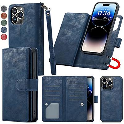 Pouch Magnetic Detachable Leather Wallet Case for iPhone 14 Pro