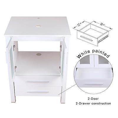 U-Eway 24 Bathroom Vanity Top Modern with 2 Drawers Wood MDF 20