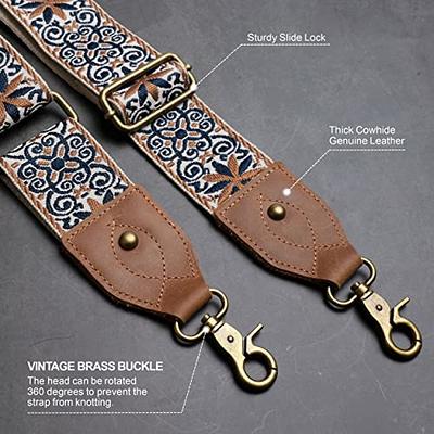 Purse Strap 2Cowhide Head Wide Shoulder Strap Adjustable Replacement,Retro  Jacquard Embroidery Multi-pattern Crossbody Bag Straps for Handbag,Crossbody  Bags,Shoulder Bags 