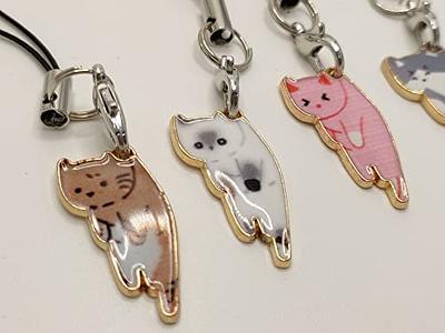 6 Pcs Cat Charm for Cell Phone Kawaii Kitty Mobile Phone Charms Strap Cute  Hanging Accessories for Bags, Wallet Keychain