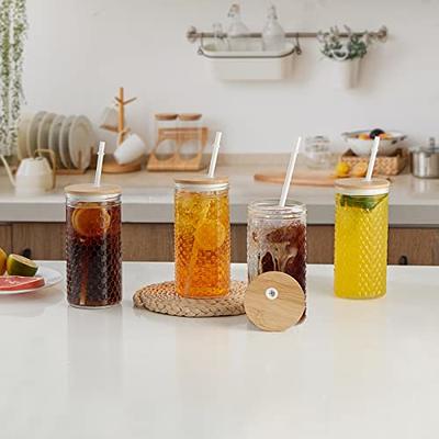  [ 4 Pack ] Glass Cups Set - 24oz Mason Jar Drinking