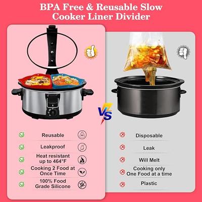 Slow Cooker Liners for Crockpot Crock Pot 6-8 QT, Reusable Silicone Slow  Cooker Divider Liner large Size for 6-8 Quart Oval Slow Cooker,Crock Pot