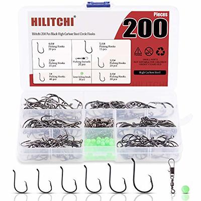 Hilitchi 200 Pcs 6 Sizes Fishing Hooks Offset Point Design in High