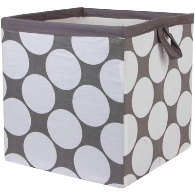 Bacati Dots/Pin Stripes Storage Box, Small, Gray/Yellow - Yahoo