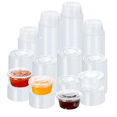 1 oz. Plastic Disposable Portion Cups with Lids - Souffle Cups